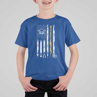 Electrician US Flag T Shirt For Kid Tools for Electricians Skull Lightning Graphic