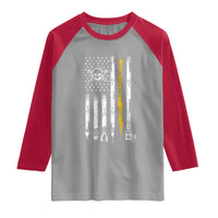 Electrician US Flag Raglan Shirt Tools for Electricians Skull Lightning Graphic