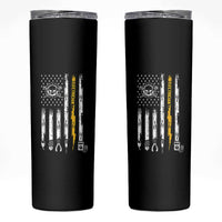 Electrician US Flag Skinny Tumbler Tools for Electricians Skull Lightning Graphic