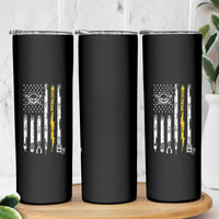Electrician US Flag Skinny Tumbler Tools for Electricians Skull Lightning Graphic