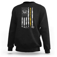 Electrician US Flag Sweatshirt Tools for Electricians Skull Lightning Graphic