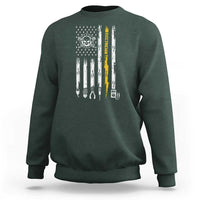 Electrician US Flag Sweatshirt Tools for Electricians Skull Lightning Graphic