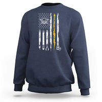 Electrician US Flag Sweatshirt Tools for Electricians Skull Lightning Graphic