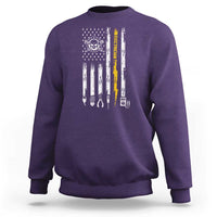 Electrician US Flag Sweatshirt Tools for Electricians Skull Lightning Graphic