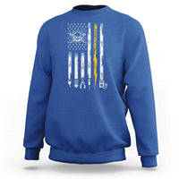 Electrician US Flag Sweatshirt Tools for Electricians Skull Lightning Graphic