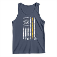 Electrician US Flag Tank Top Tools for Electricians Skull Lightning Graphic
