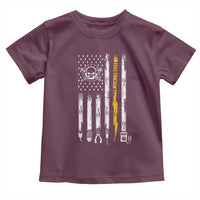 Electrician US Flag Toddler T Shirt Tools for Electricians Skull Lightning Graphic