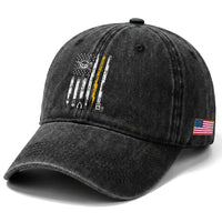 Electrician US Flag Washed Cotton Baseball Cap Tools for Electricians Skull Lightning Graphic