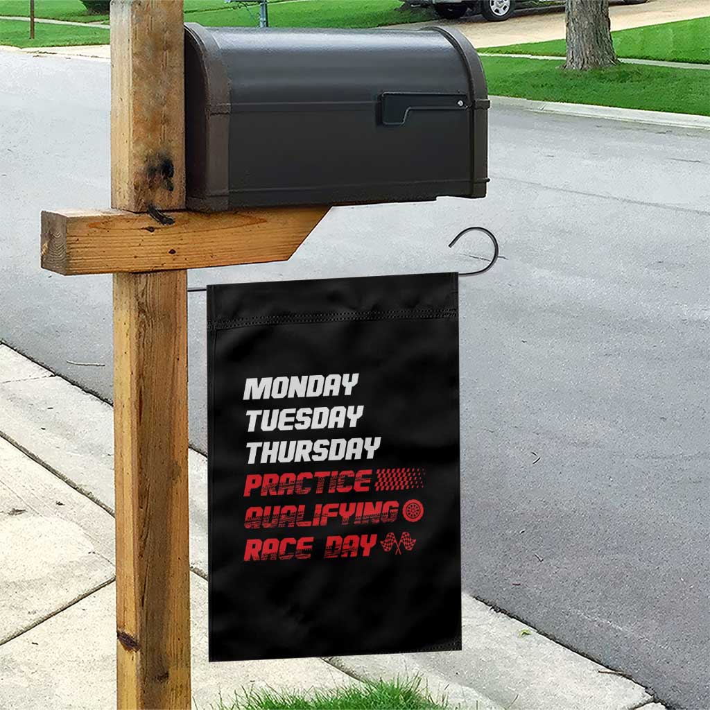 Monday Tuesday Thursday Practice Qualifying Race Day Garden Flag - Wonder Print Shop