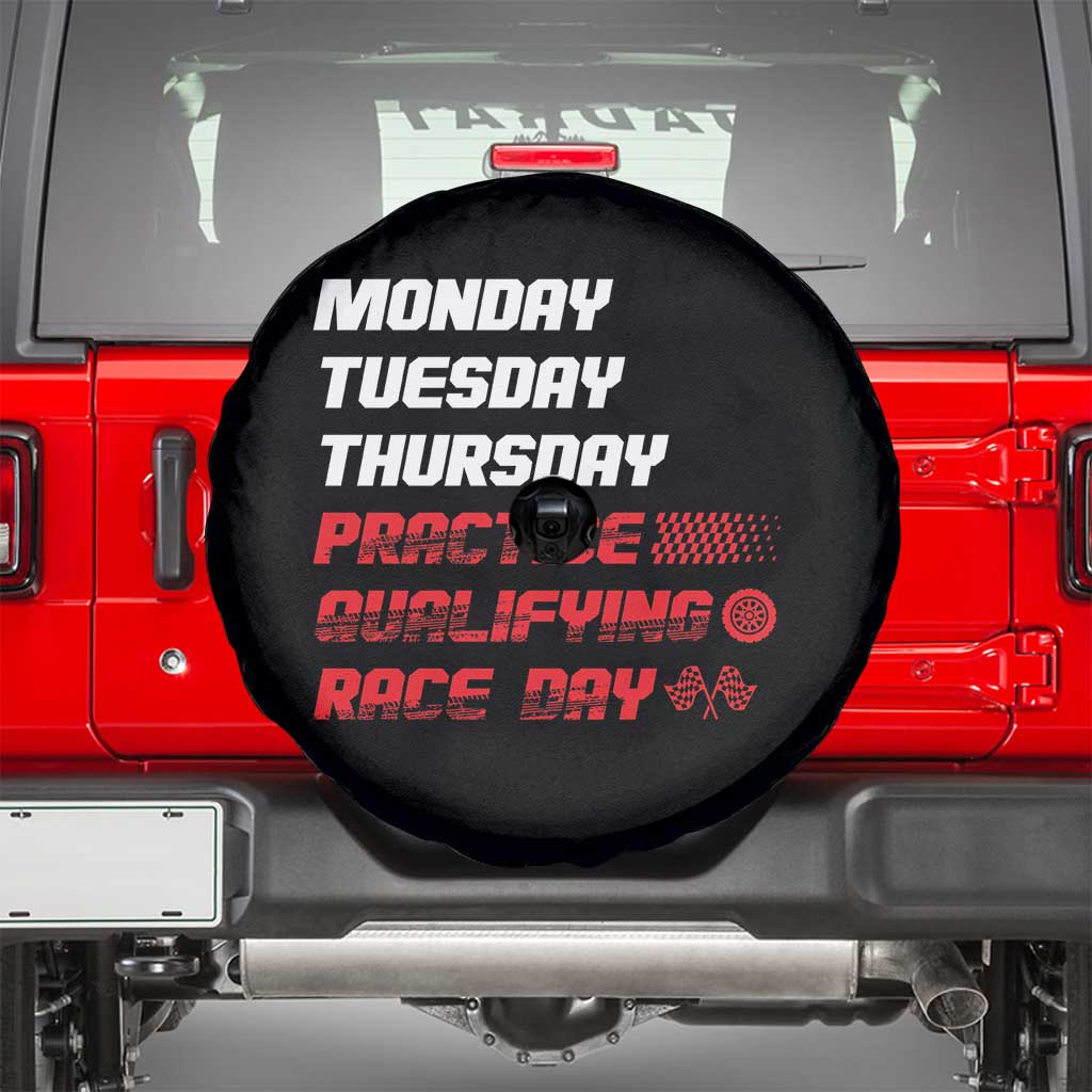 Monday Tuesday Thursday Practice Qualifying Race Day Spare Tire Cover - Wonder Print Shop