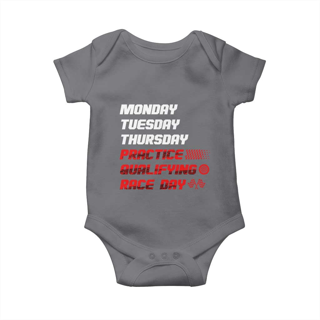 Monday Tuesday Thursday Practice Qualifying Race Day Baby Onesie - Wonder Print Shop