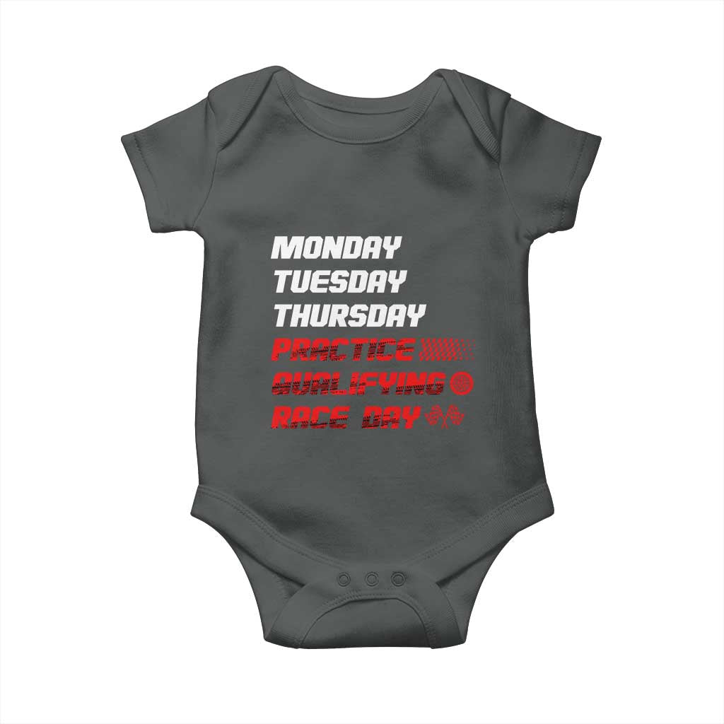 Monday Tuesday Thursday Practice Qualifying Race Day Baby Onesie - Wonder Print Shop