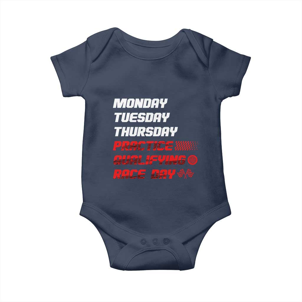 Monday Tuesday Thursday Practice Qualifying Race Day Baby Onesie - Wonder Print Shop