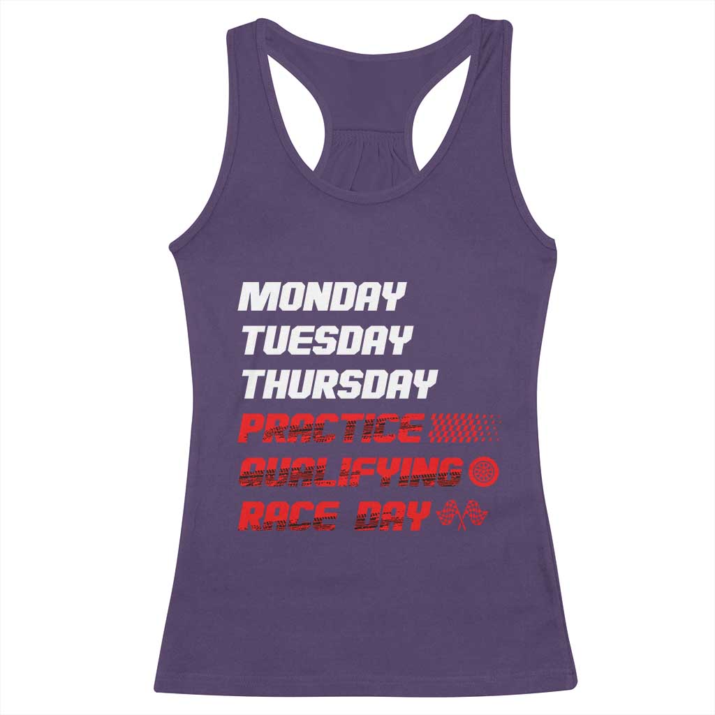 Monday Tuesday Thursday Practice Qualifying Race Day Racerback Tank Top - Wonder Print Shop