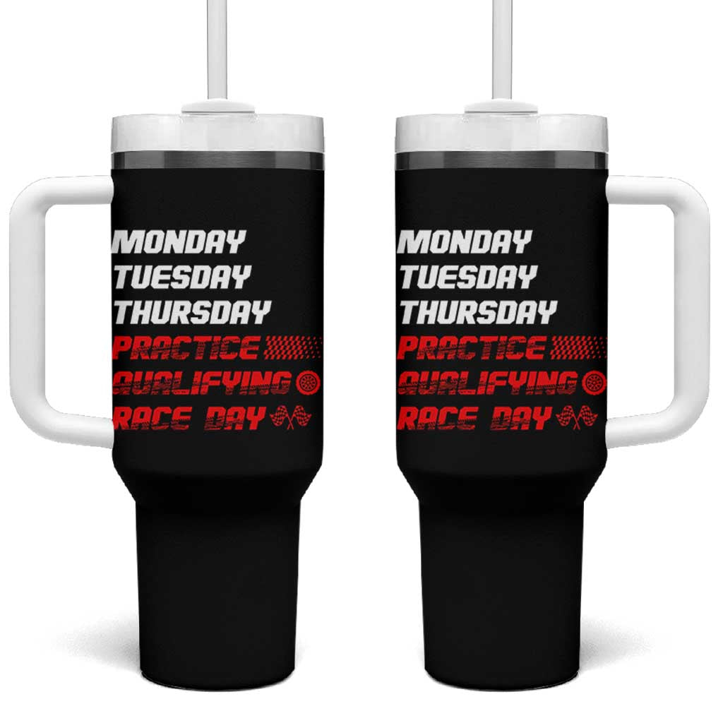 Monday Tuesday Thursday Practice Qualifying Race Day Tumbler With Handle - Wonder Print Shop