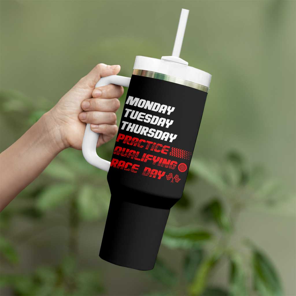 Monday Tuesday Thursday Practice Qualifying Race Day Tumbler With Handle - Wonder Print Shop