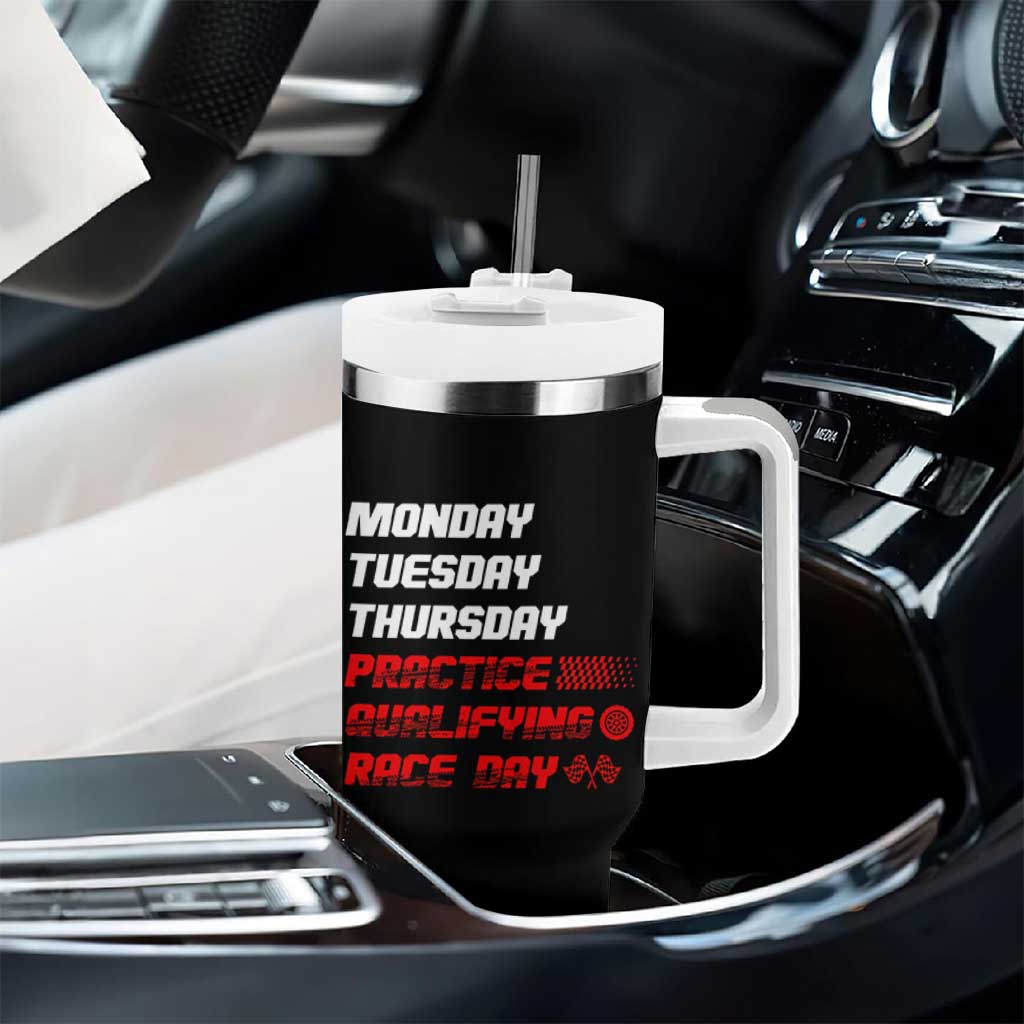 Monday Tuesday Thursday Practice Qualifying Race Day Tumbler With Handle - Wonder Print Shop