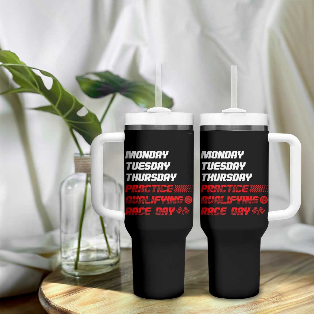 Monday Tuesday Thursday Practice Qualifying Race Day Tumbler With Handle - Wonder Print Shop