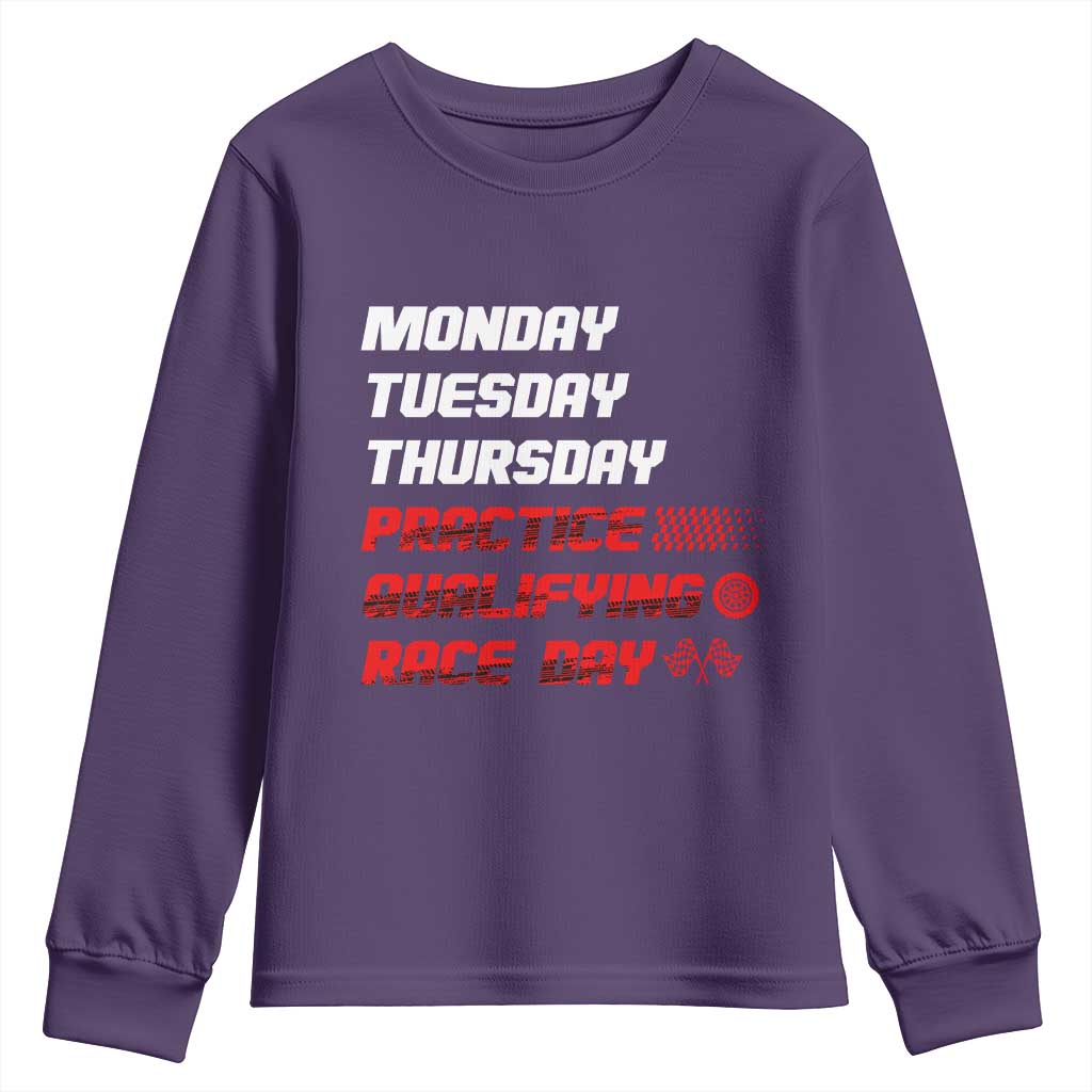 Monday Tuesday Thursday Practice Qualifying Race Day Youth Sweatshirt - Wonder Print Shop