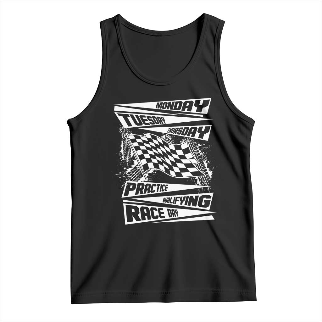 Monday Tuesday Thursday Practice Qualifying Race Day Tank Top Retro Vintage Watercolors Checkered Flag - Wonder Print Shop