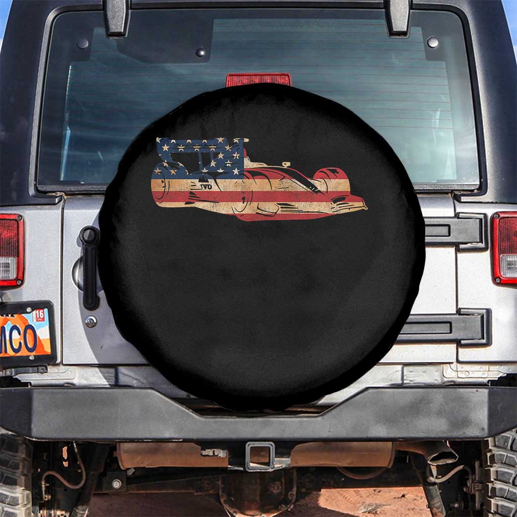 Racing Car Spare Tire Cover Retro Style Vintage American Flag - Wonder Print Shop