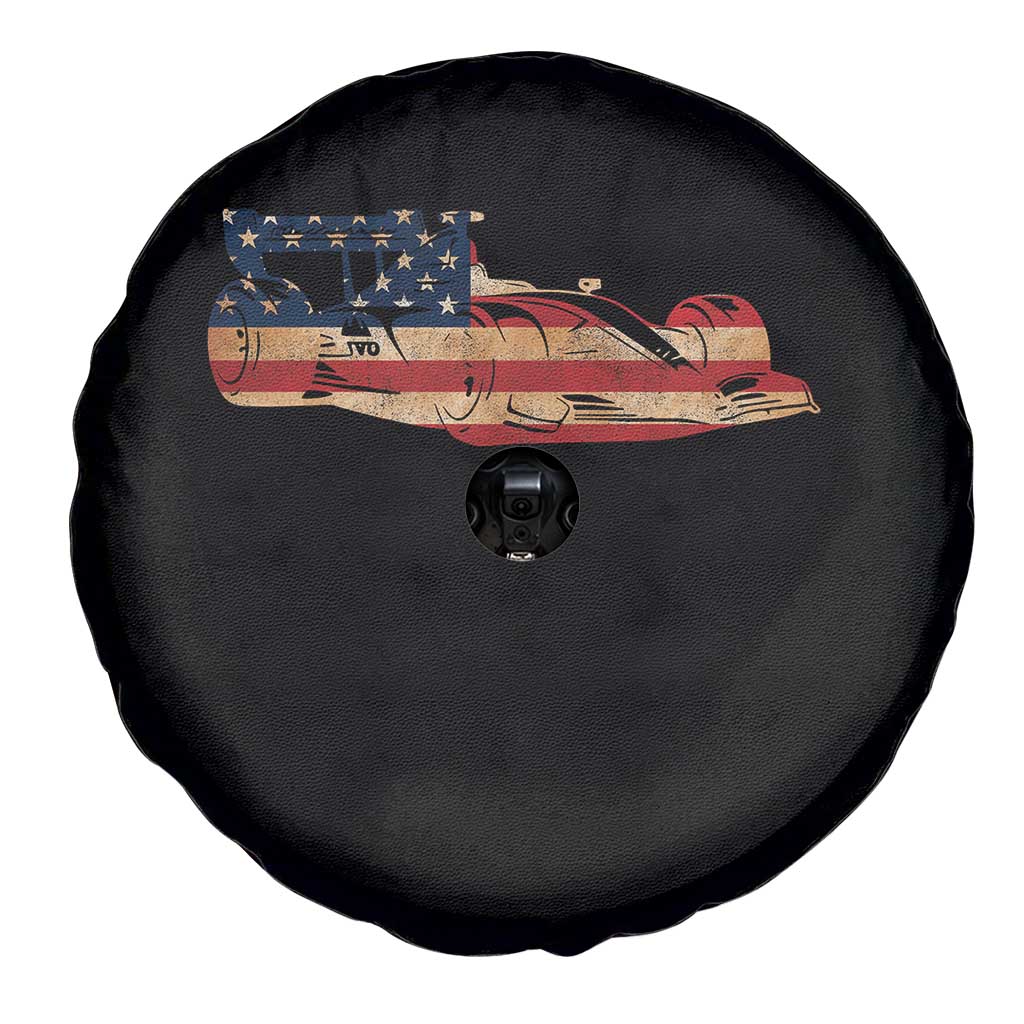 Racing Car Spare Tire Cover Retro Style Vintage American Flag - Wonder Print Shop