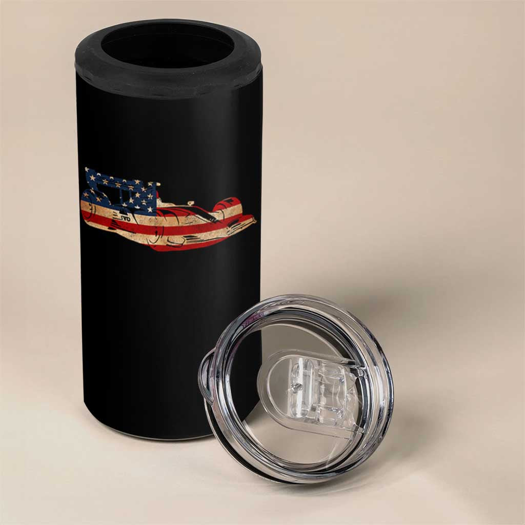 Racing Car 4 in 1 Can Cooler Tumbler Retro Style Vintage American Flag - Wonder Print Shop