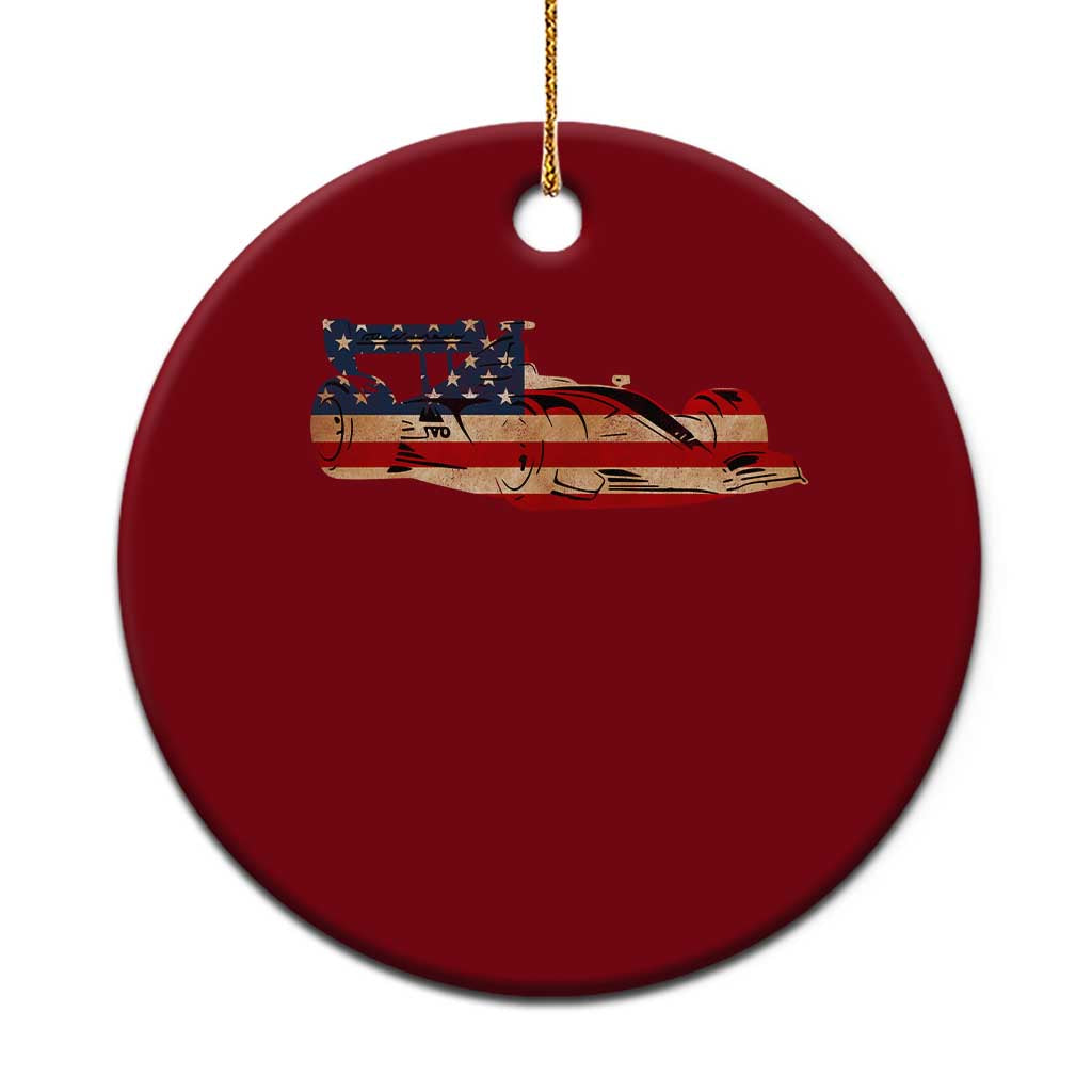 Racing Car Ceramic Ornament Retro Style Vintage American Flag - Wonder Print Shop