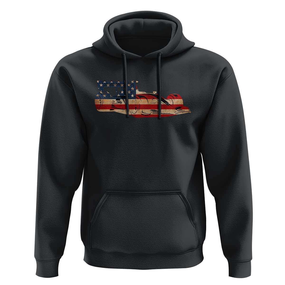 Racing Car Hoodie Retro Style Vintage American Flag - Wonder Print Shop