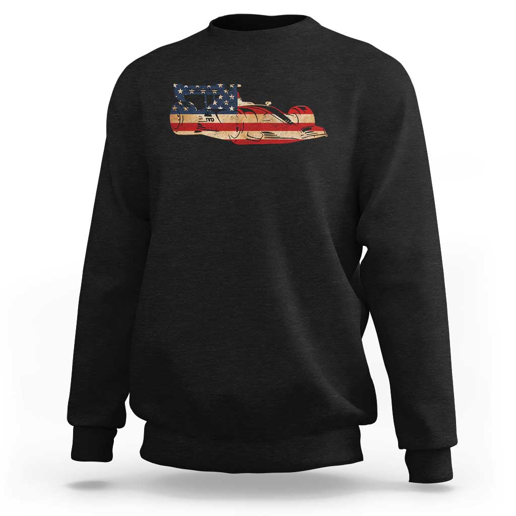 Racing Car Sweatshirt Retro Style Vintage American Flag - Wonder Print Shop