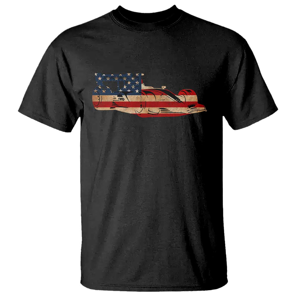 Racing Car T Shirt Retro Style Vintage American Flag - Wonder Print Shop