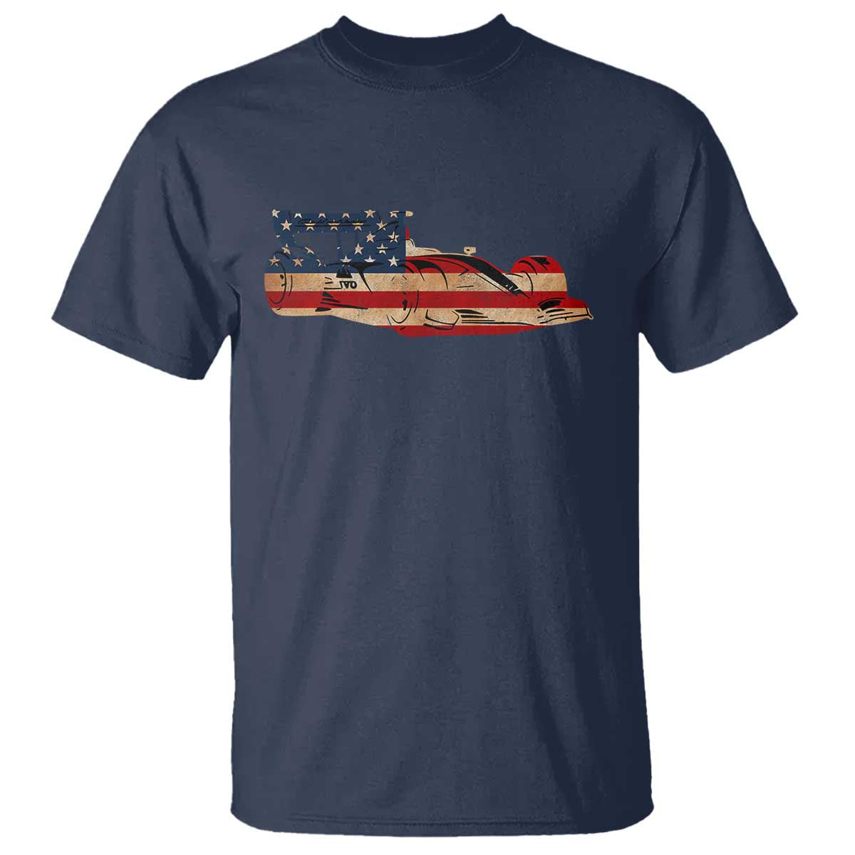 Racing Car T Shirt Retro Style Vintage American Flag - Wonder Print Shop