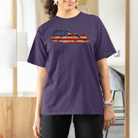 Racing Car T Shirt For Women Retro Style Vintage American Flag - Wonder Print Shop