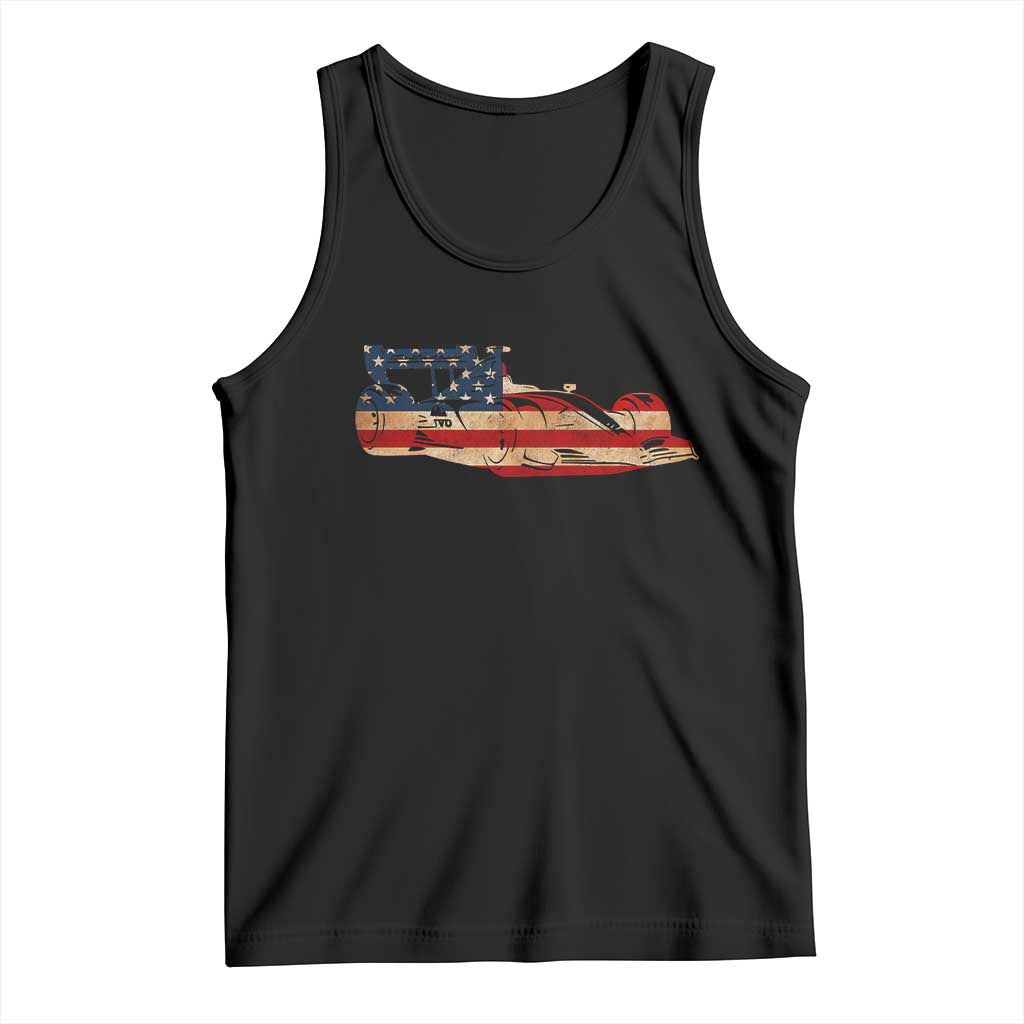 Racing Car Tank Top Retro Style Vintage American Flag - Wonder Print Shop