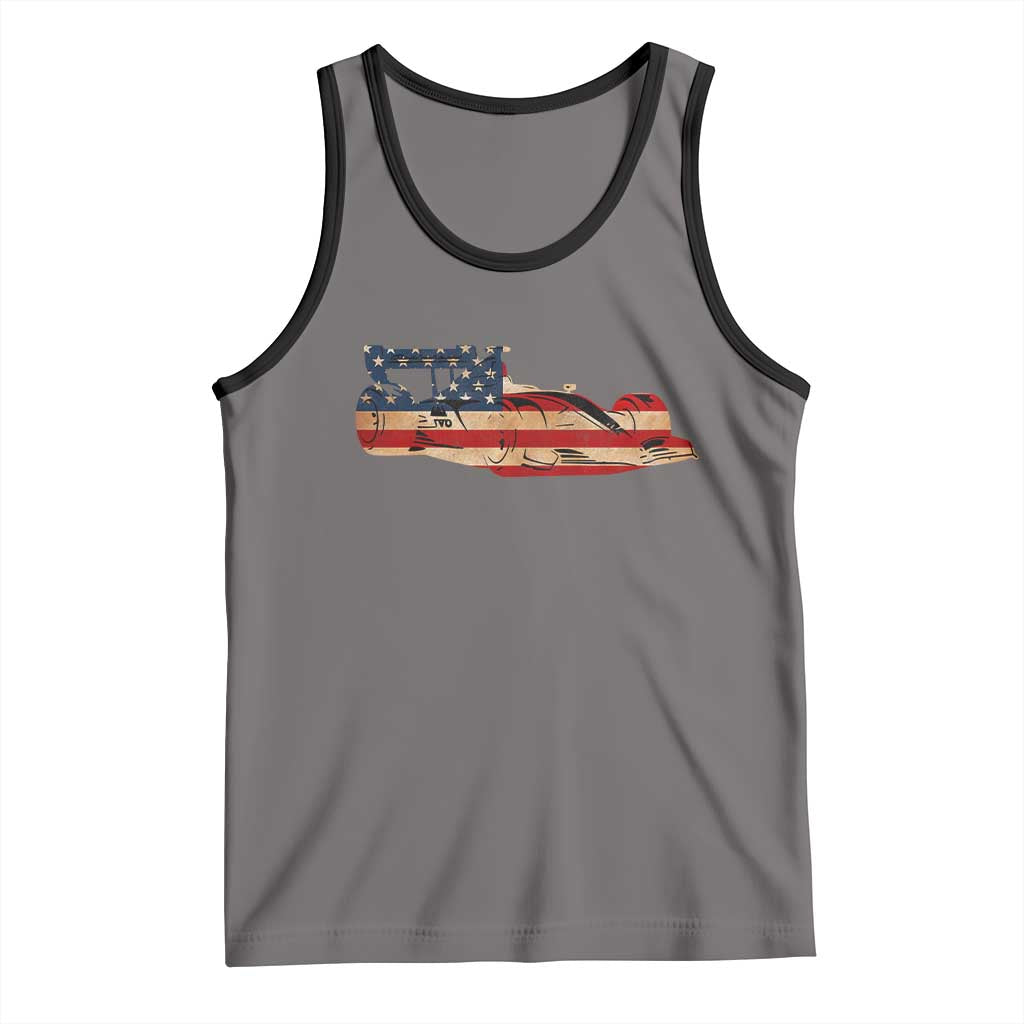 Racing Car Tank Top Retro Style Vintage American Flag - Wonder Print Shop