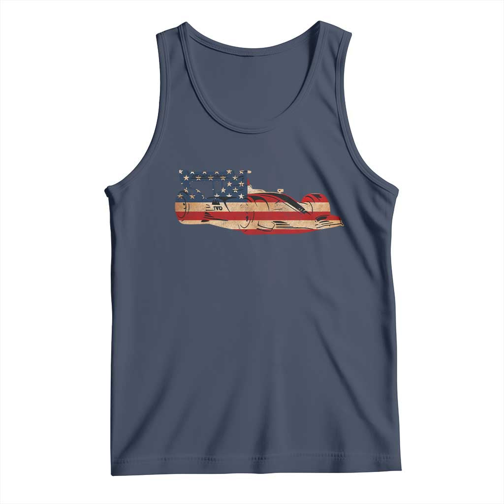 Racing Car Tank Top Retro Style Vintage American Flag - Wonder Print Shop