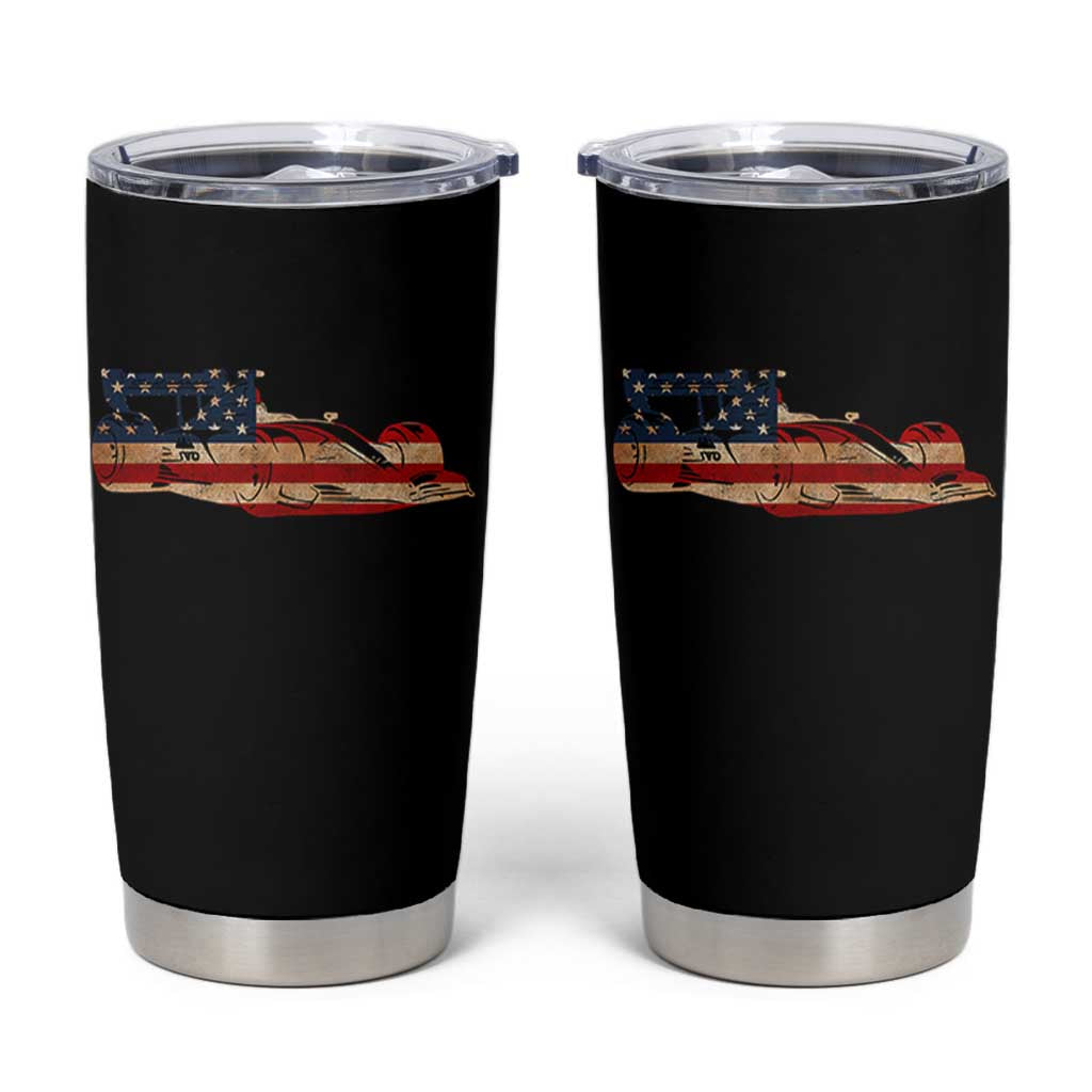 Racing Car Tumbler Cup Retro Style Vintage American Flag - Wonder Print Shop