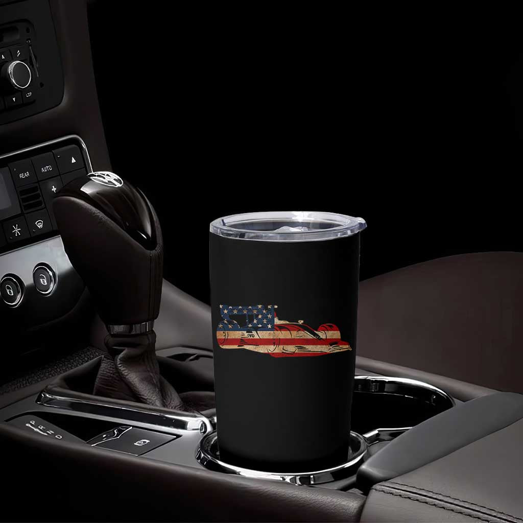 Racing Car Tumbler Cup Retro Style Vintage American Flag - Wonder Print Shop