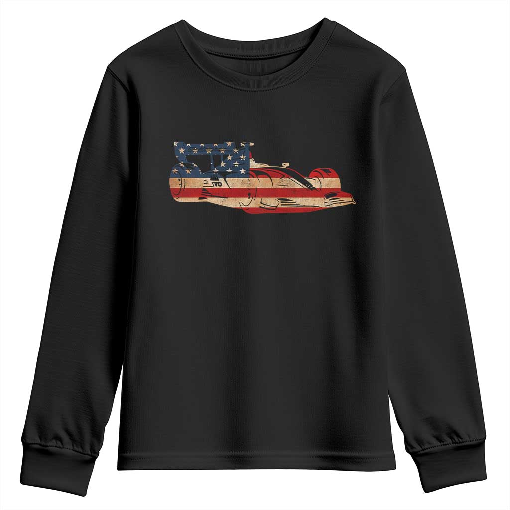 Racing Car Youth Sweatshirt Retro Style Vintage American Flag - Wonder Print Shop
