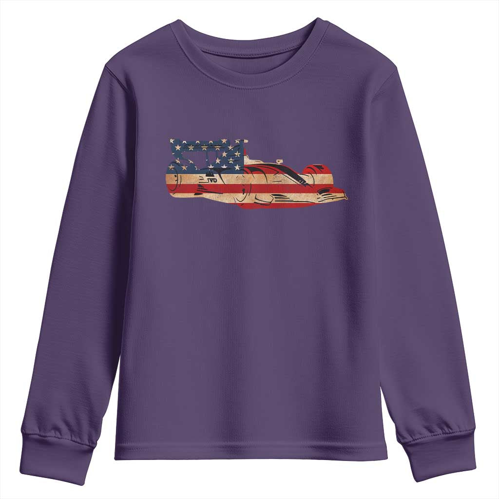 Racing Car Youth Sweatshirt Retro Style Vintage American Flag - Wonder Print Shop