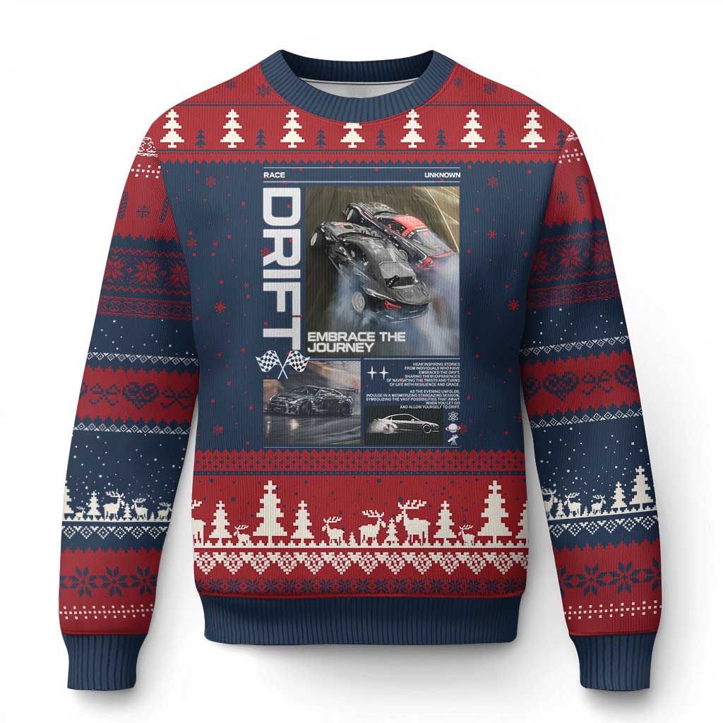 Vintage Japanese Drift Race Car Ugly Christmas Sweater Cool Retro Vintage JDM Tokyo Japan Drifting - Wonder Print Shop