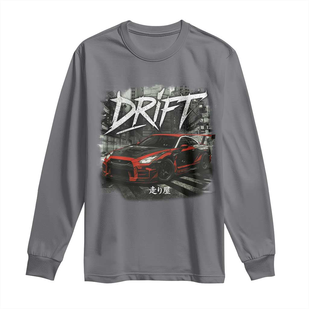Vintage Japanese Drift Race Car Long Sleeve Shirt Retro Vintage JDM Tokyo Japan Drifting - Wonder Print Shop