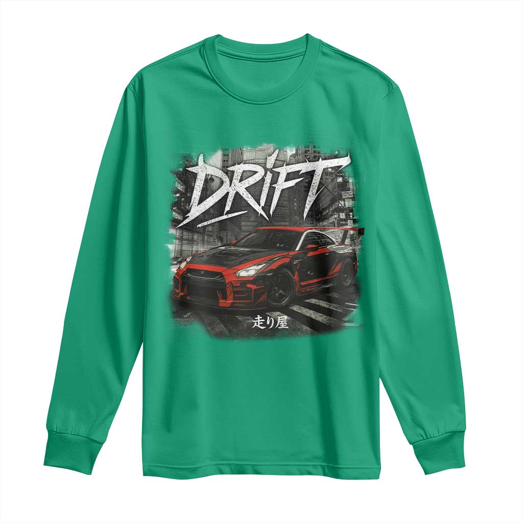 Vintage Japanese Drift Race Car Long Sleeve Shirt Retro Vintage JDM Tokyo Japan Drifting - Wonder Print Shop