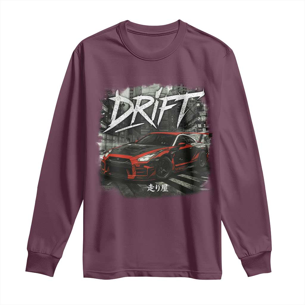 Vintage Japanese Drift Race Car Long Sleeve Shirt Retro Vintage JDM Tokyo Japan Drifting - Wonder Print Shop
