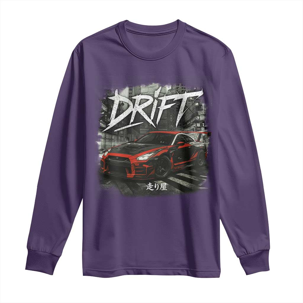 Vintage Japanese Drift Race Car Long Sleeve Shirt Retro Vintage JDM Tokyo Japan Drifting - Wonder Print Shop