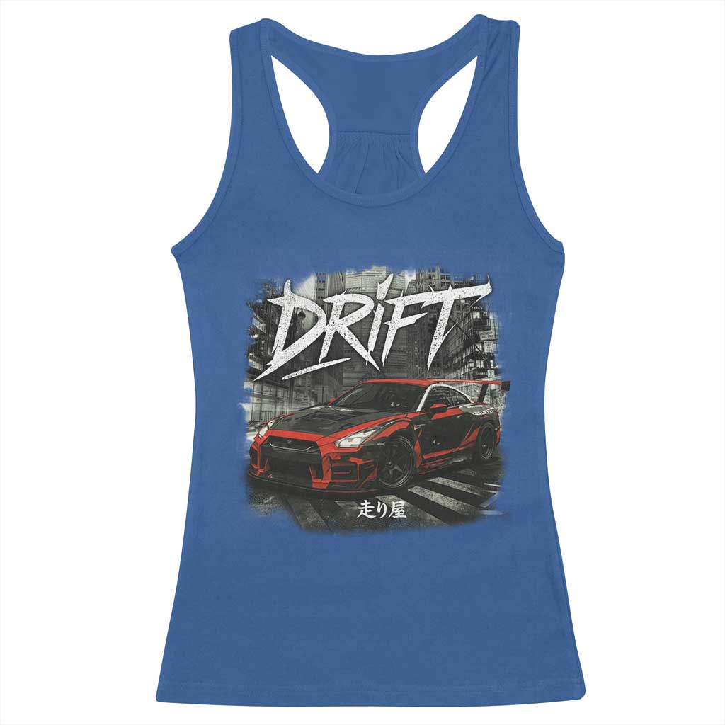 Vintage Japanese Drift Race Car Racerback Tank Top Retro Vintage JDM Tokyo Japan Drifting - Wonder Print Shop