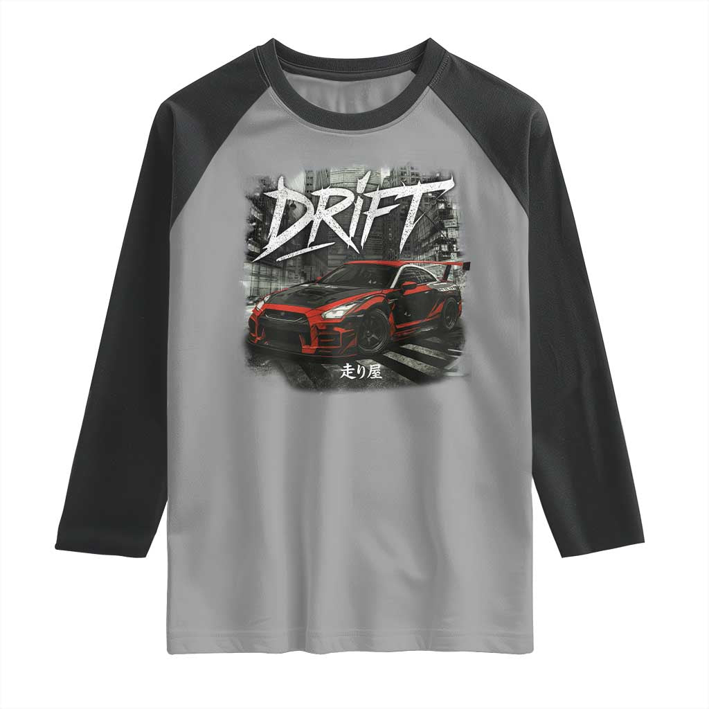 Vintage Japanese Drift Race Car Raglan Shirt Retro Vintage JDM Tokyo Japan Drifting - Wonder Print Shop