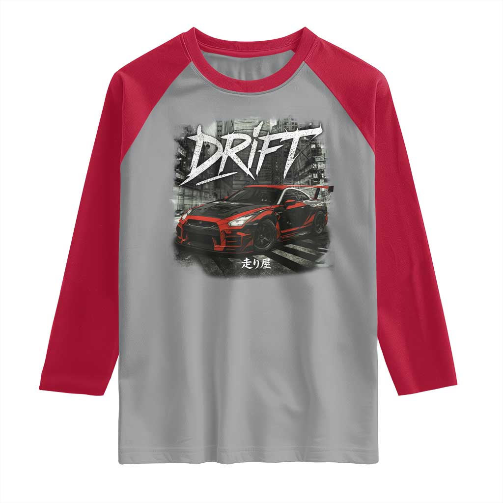 Vintage Japanese Drift Race Car Raglan Shirt Retro Vintage JDM Tokyo Japan Drifting - Wonder Print Shop