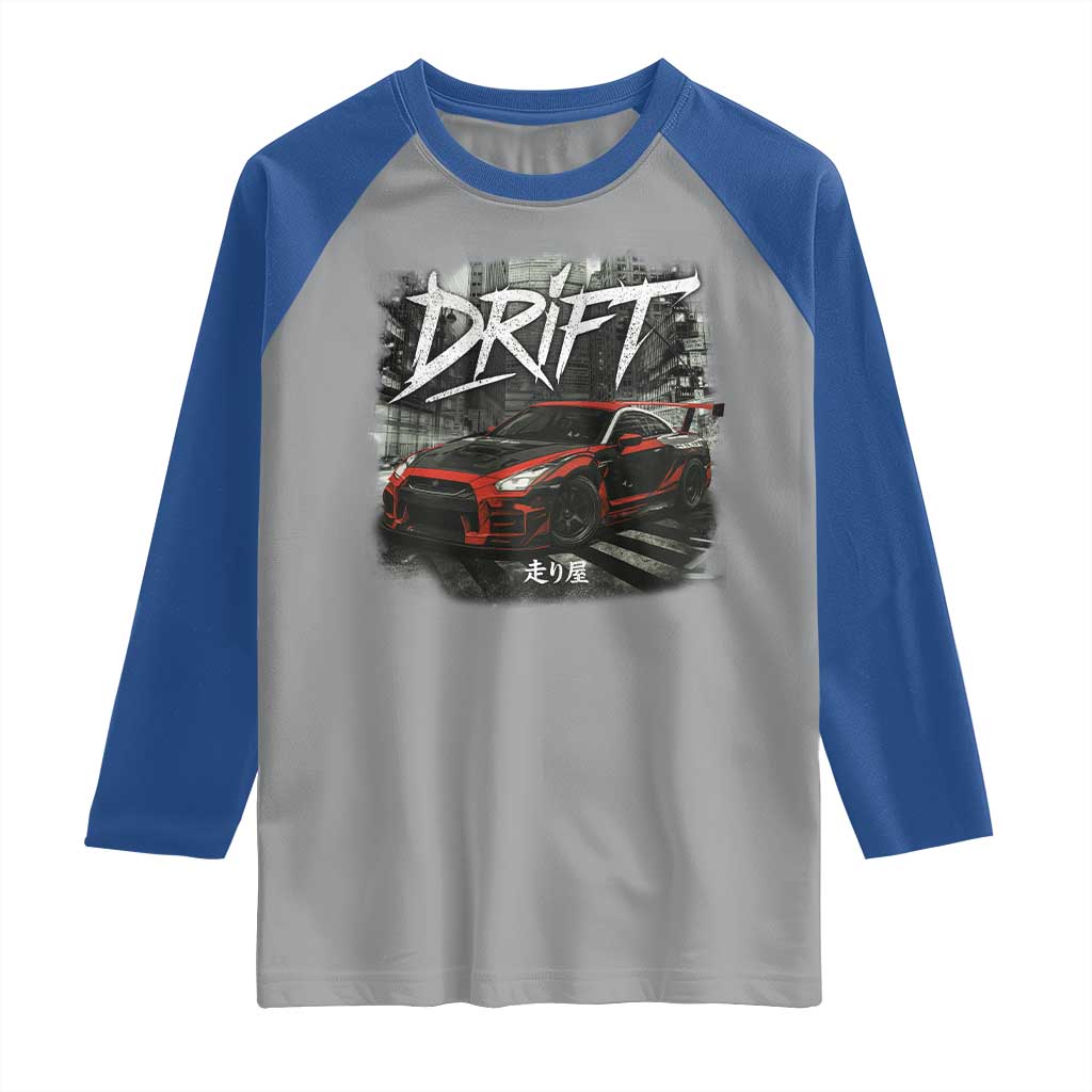 Vintage Japanese Drift Race Car Raglan Shirt Retro Vintage JDM Tokyo Japan Drifting - Wonder Print Shop