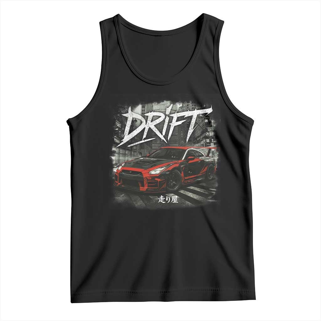 Vintage Japanese Drift Race Car Tank Top Retro Vintage JDM Tokyo Japan Drifting - Wonder Print Shop